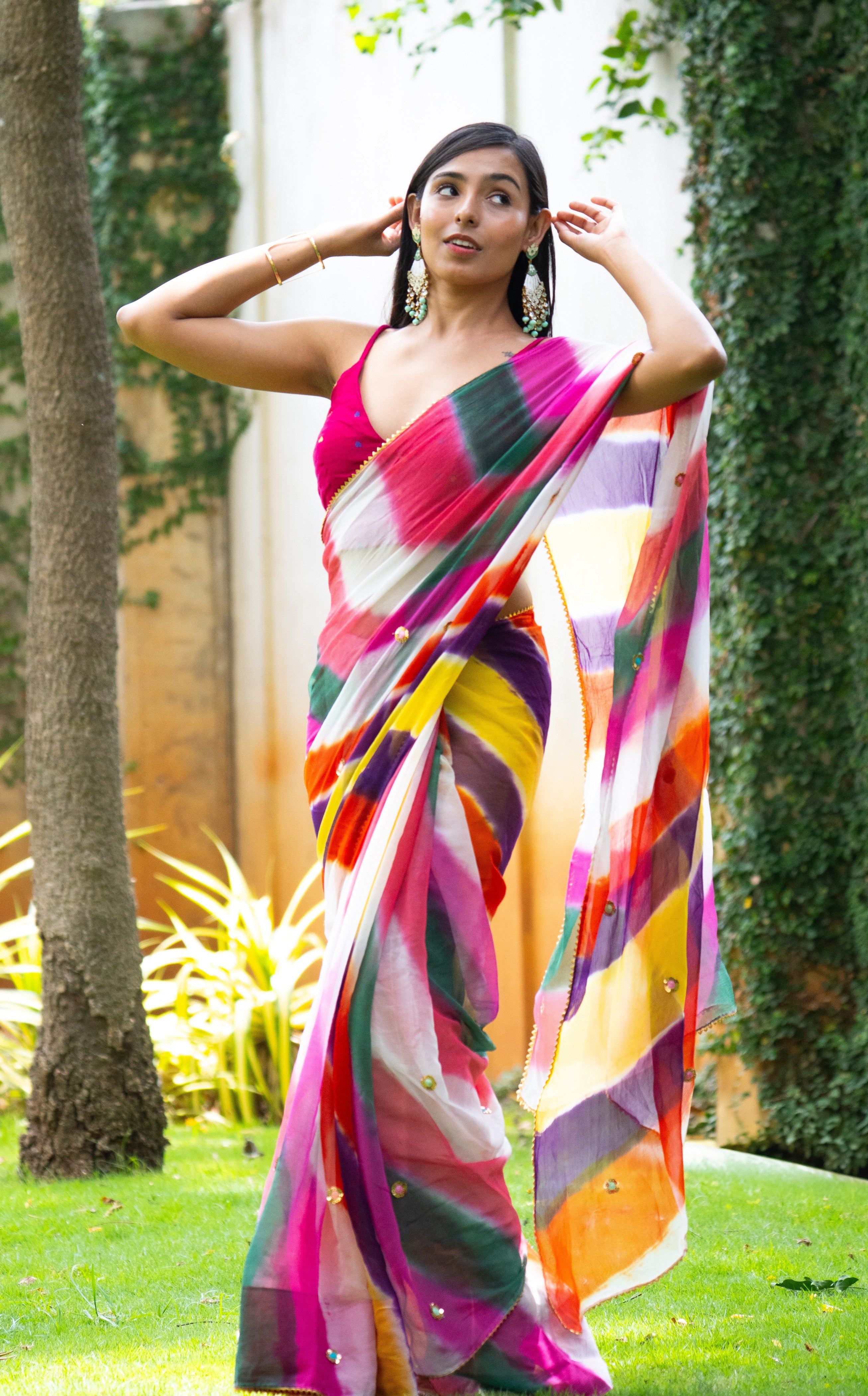 Mystic Hues Leheriya Chiffon Saree