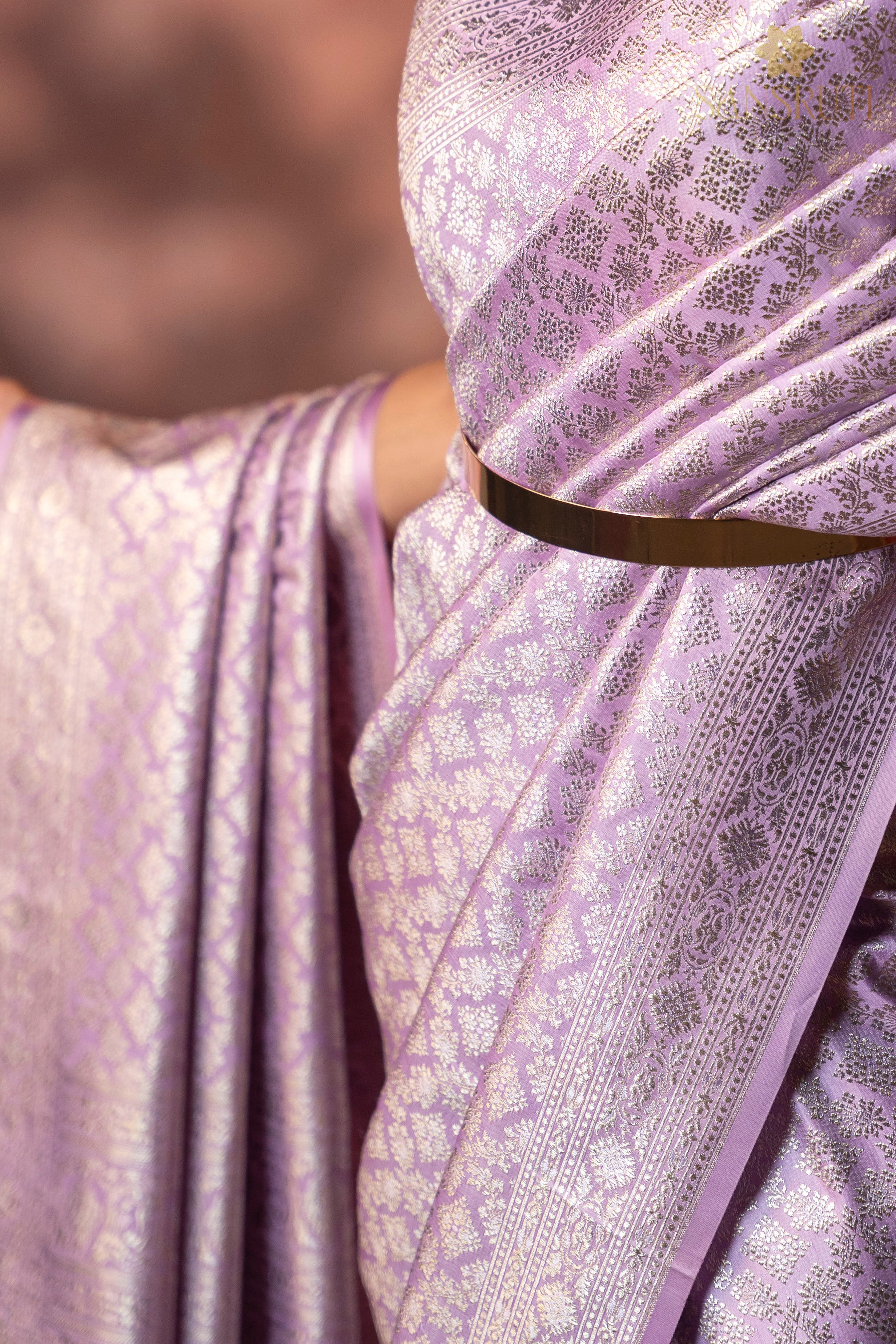 Lavender Elegance Brocade Banarasi Saree