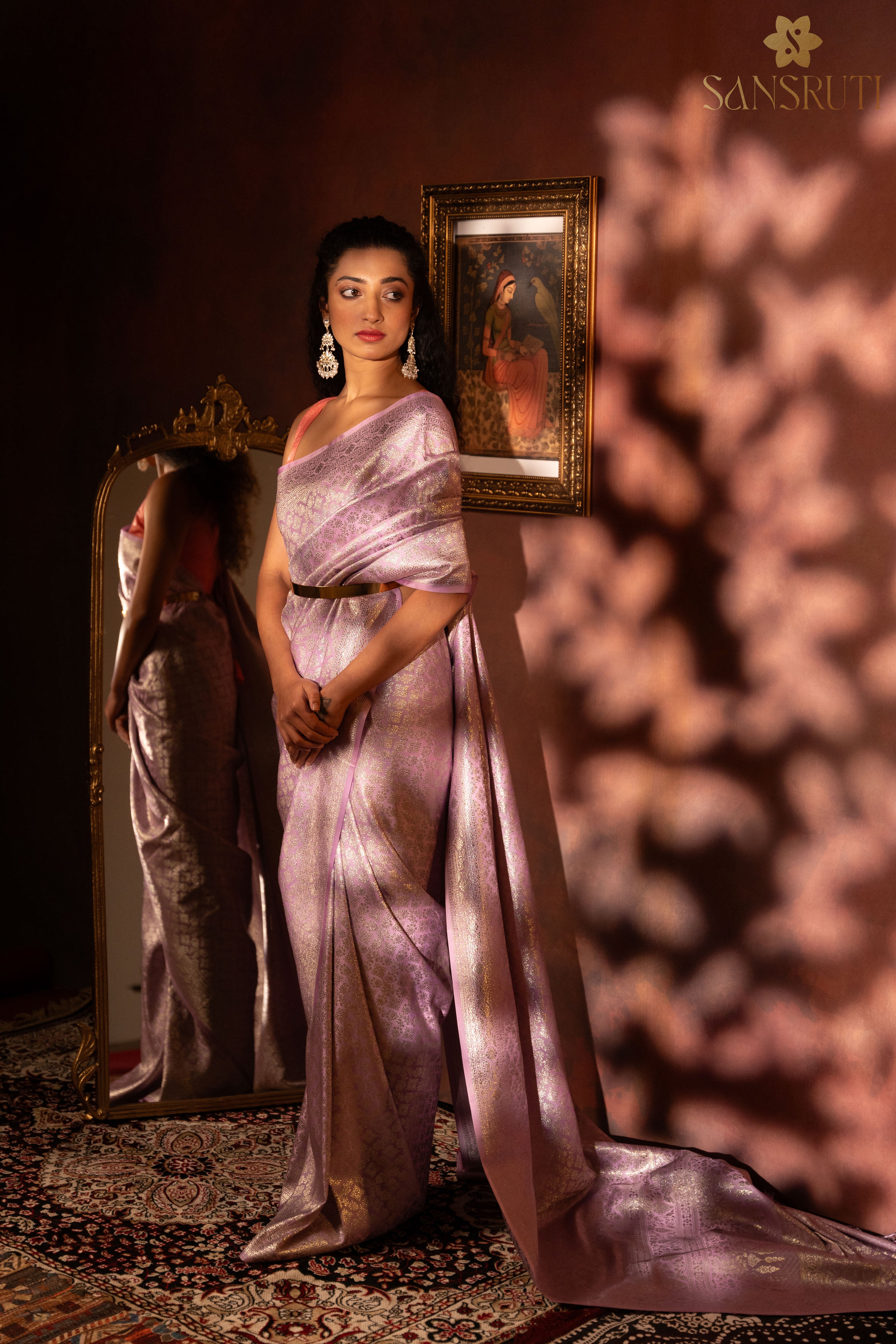 Lavender Elegance Brocade Banarasi Saree