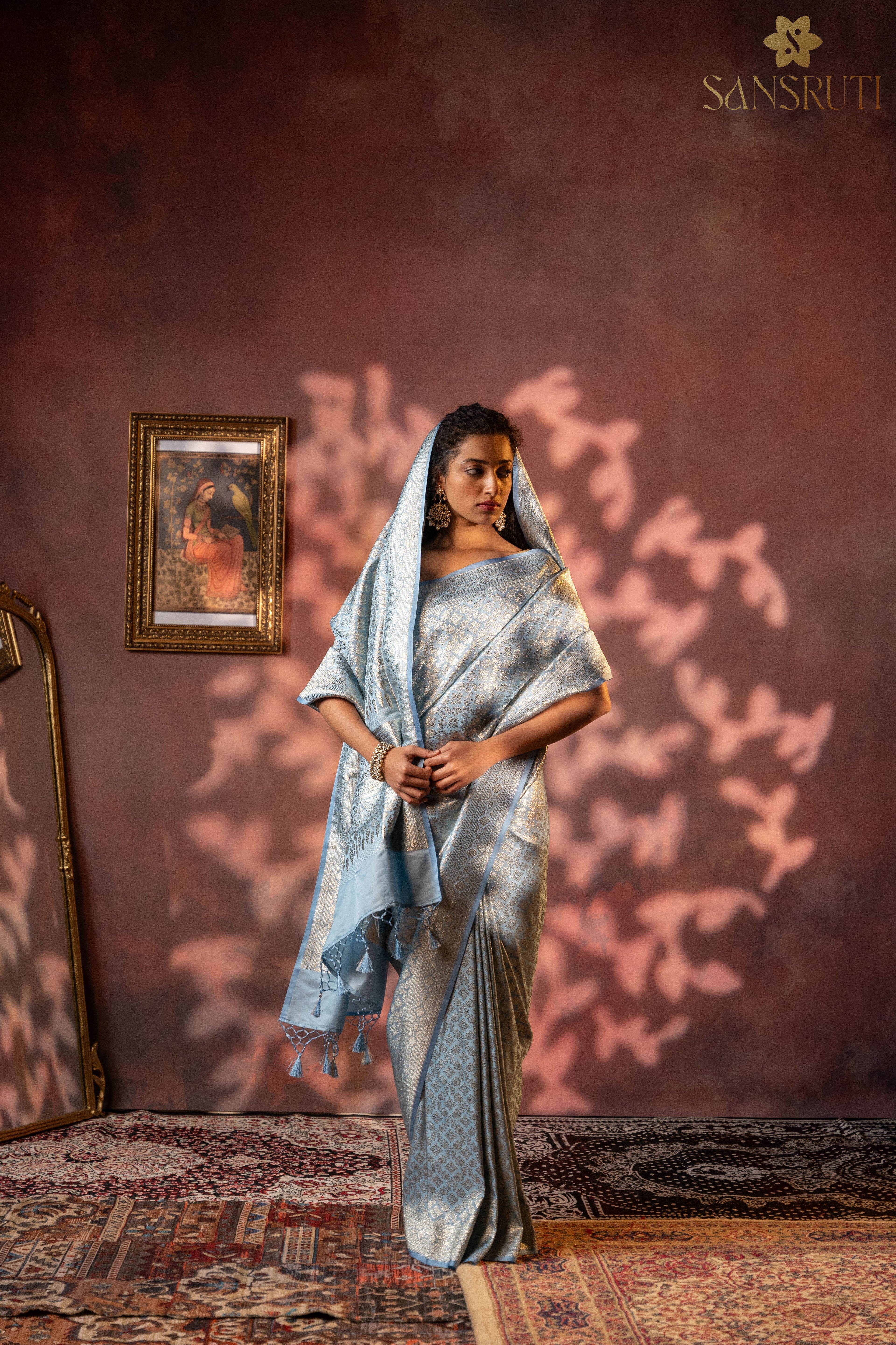 Azure Grace Brocade Banarasi Saree