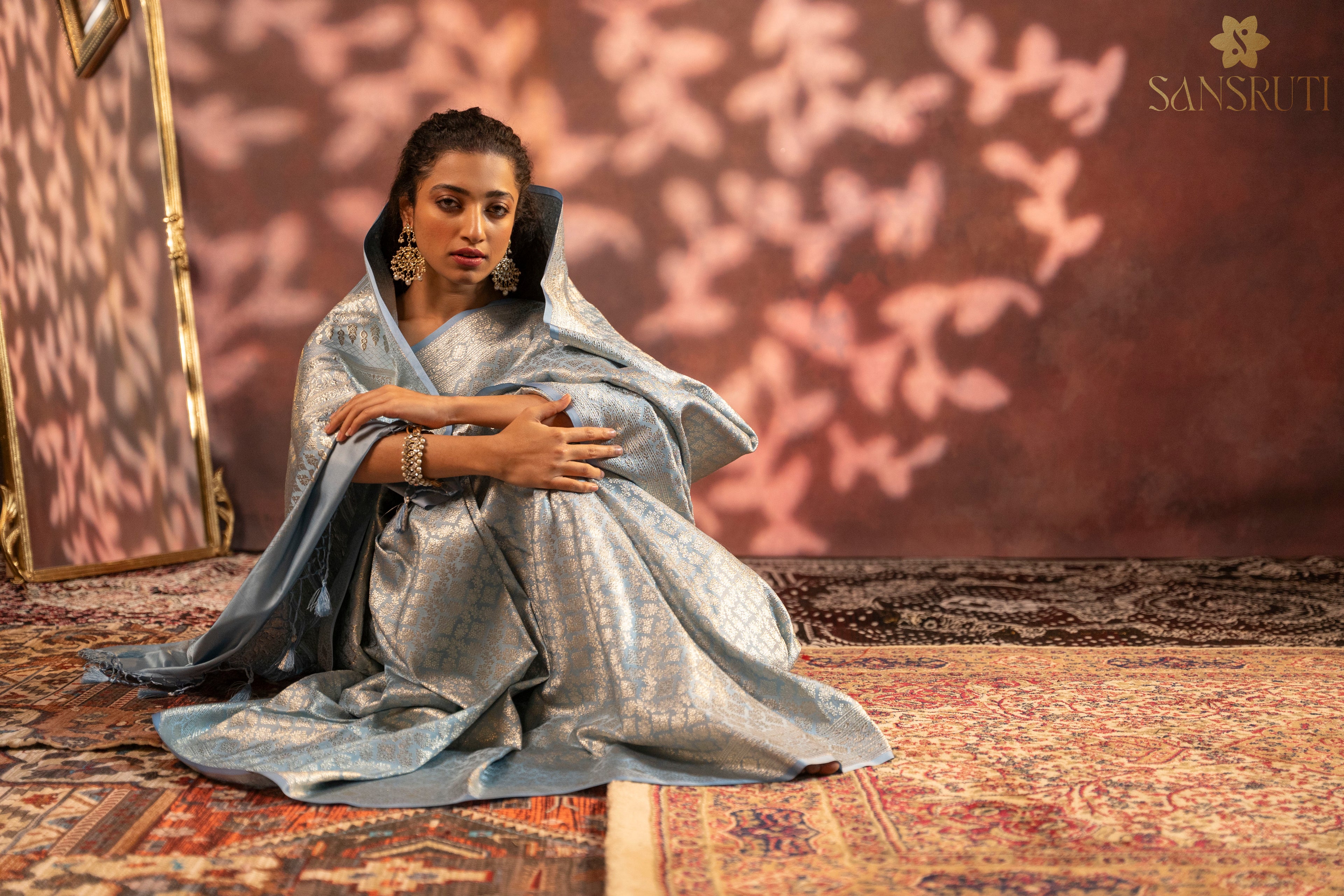 Azure Grace Brocade Banarasi Saree