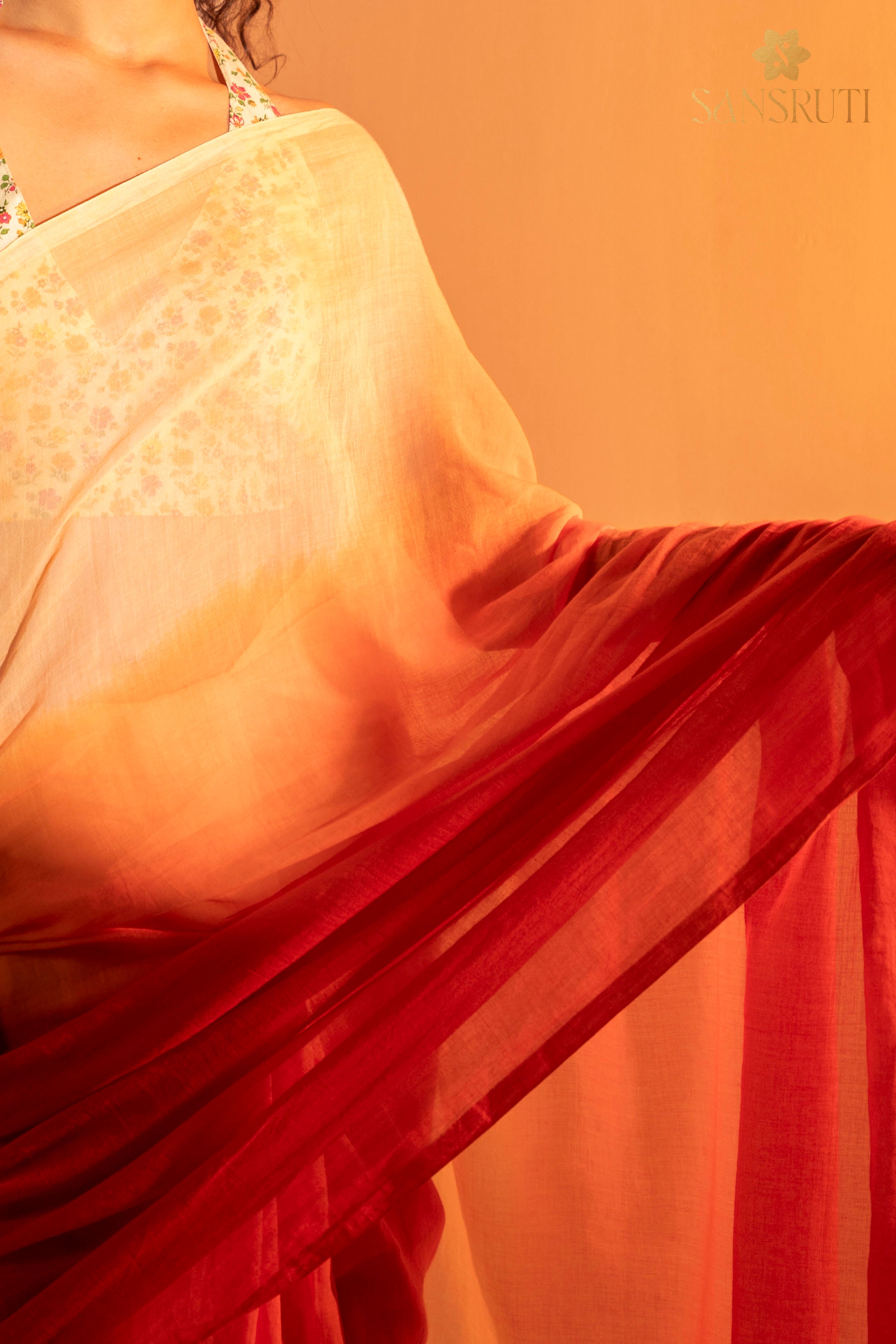 Sunset Hues Ombre Mulmul Saree