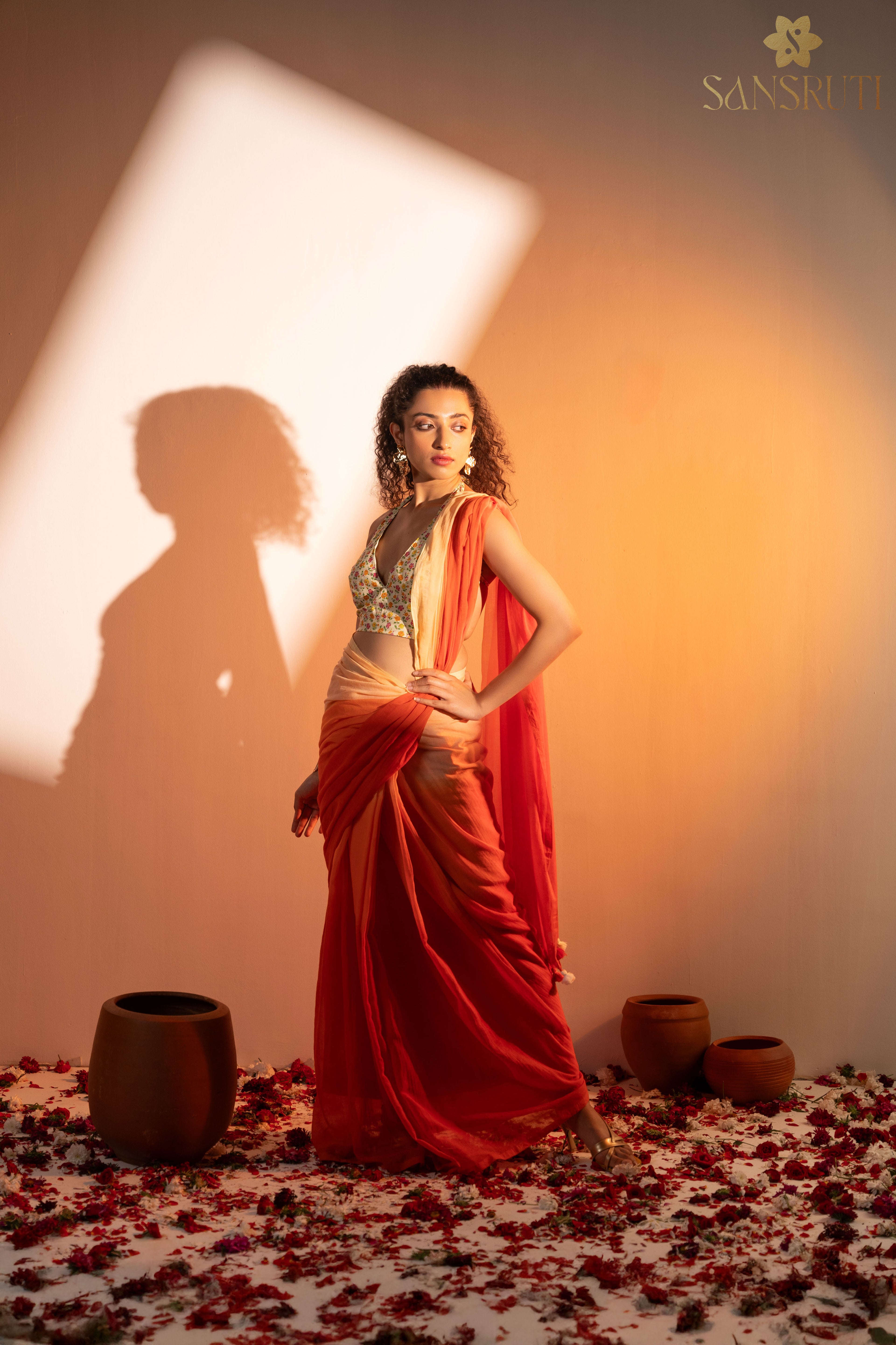 Sunset Hues Ombre Mulmul Saree