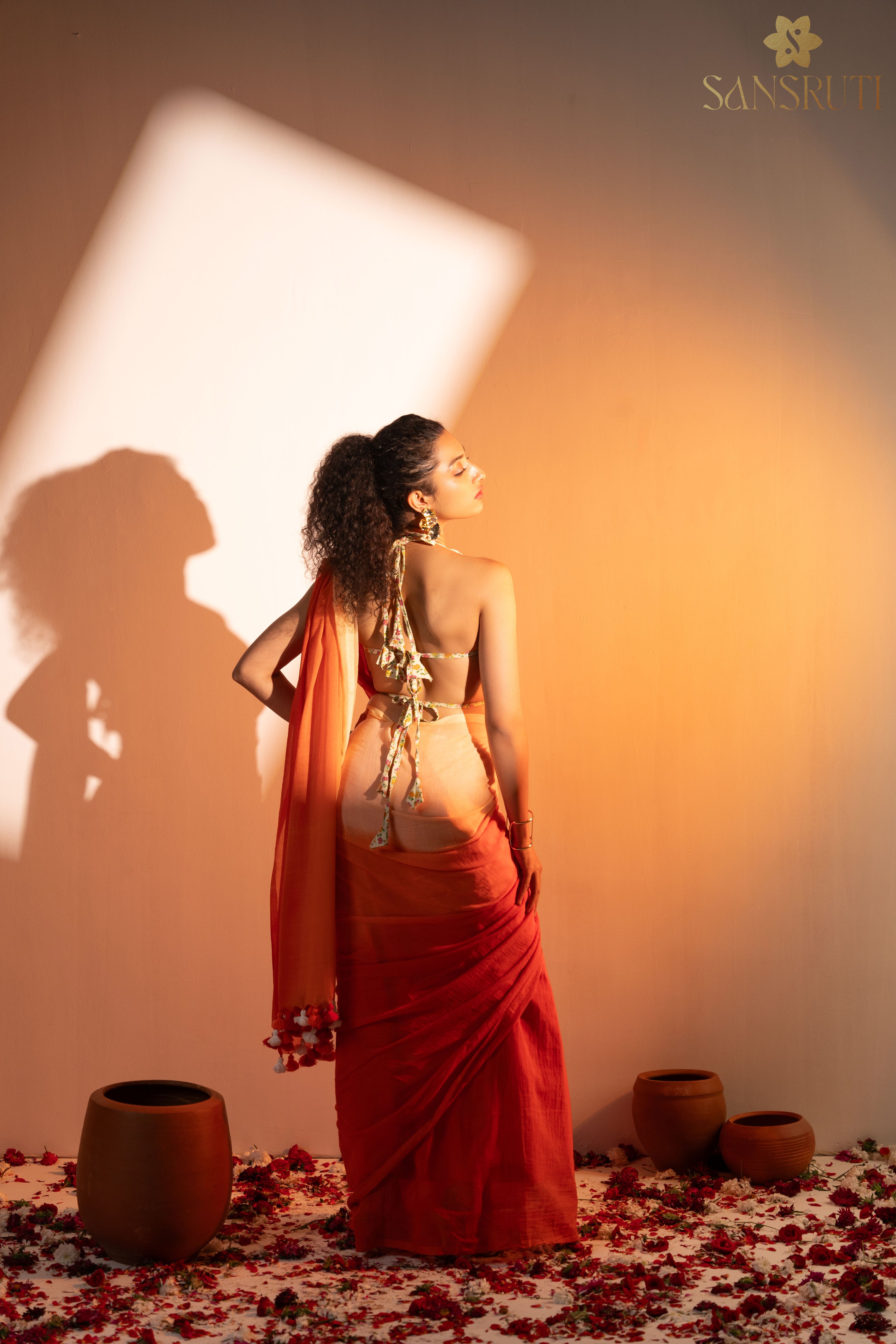 Sunset Hues Ombre Mulmul Saree