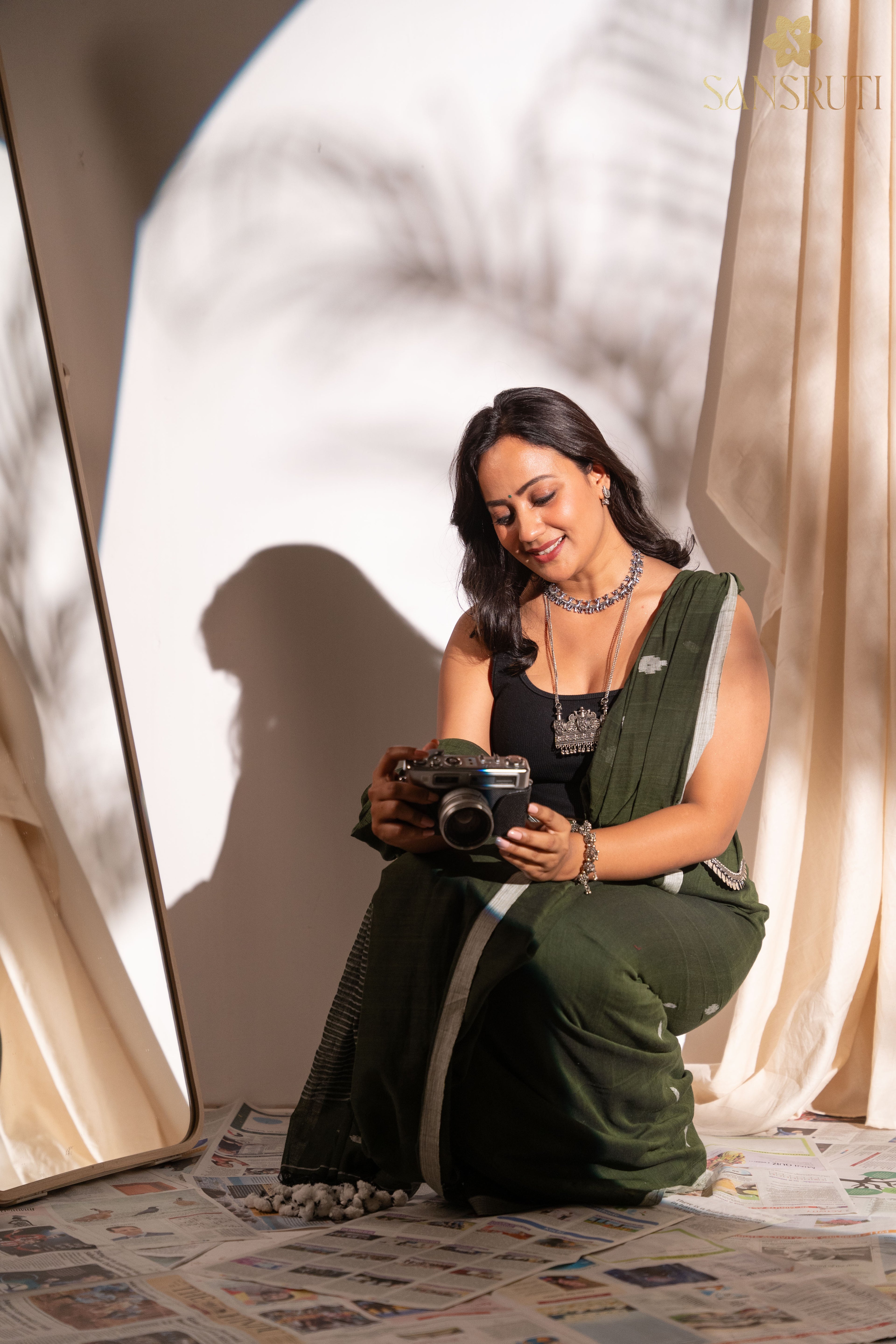 Green Charm Jamdani Mulmul Saree