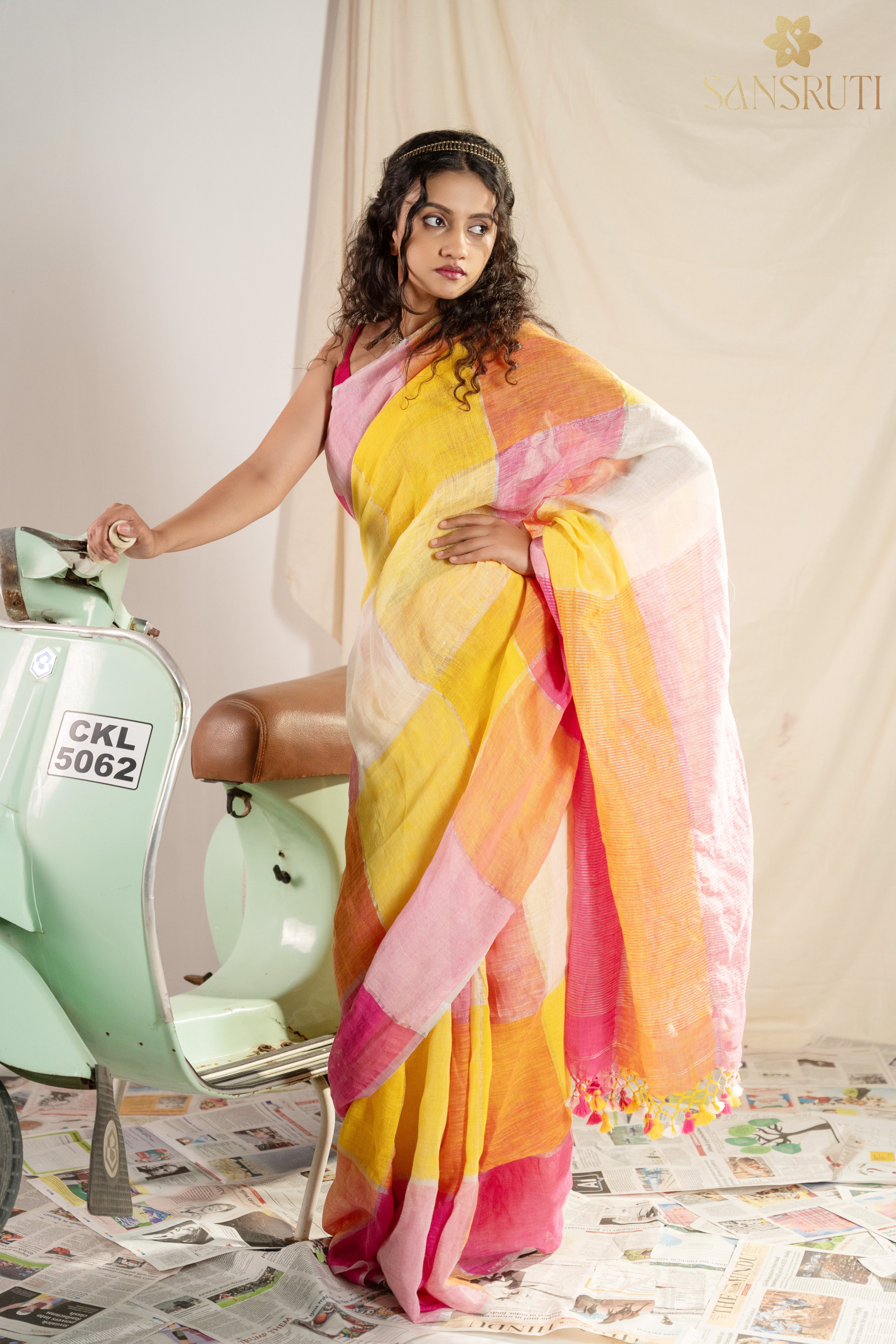Vibrant Spectrum Multicolor Gamcha Saree