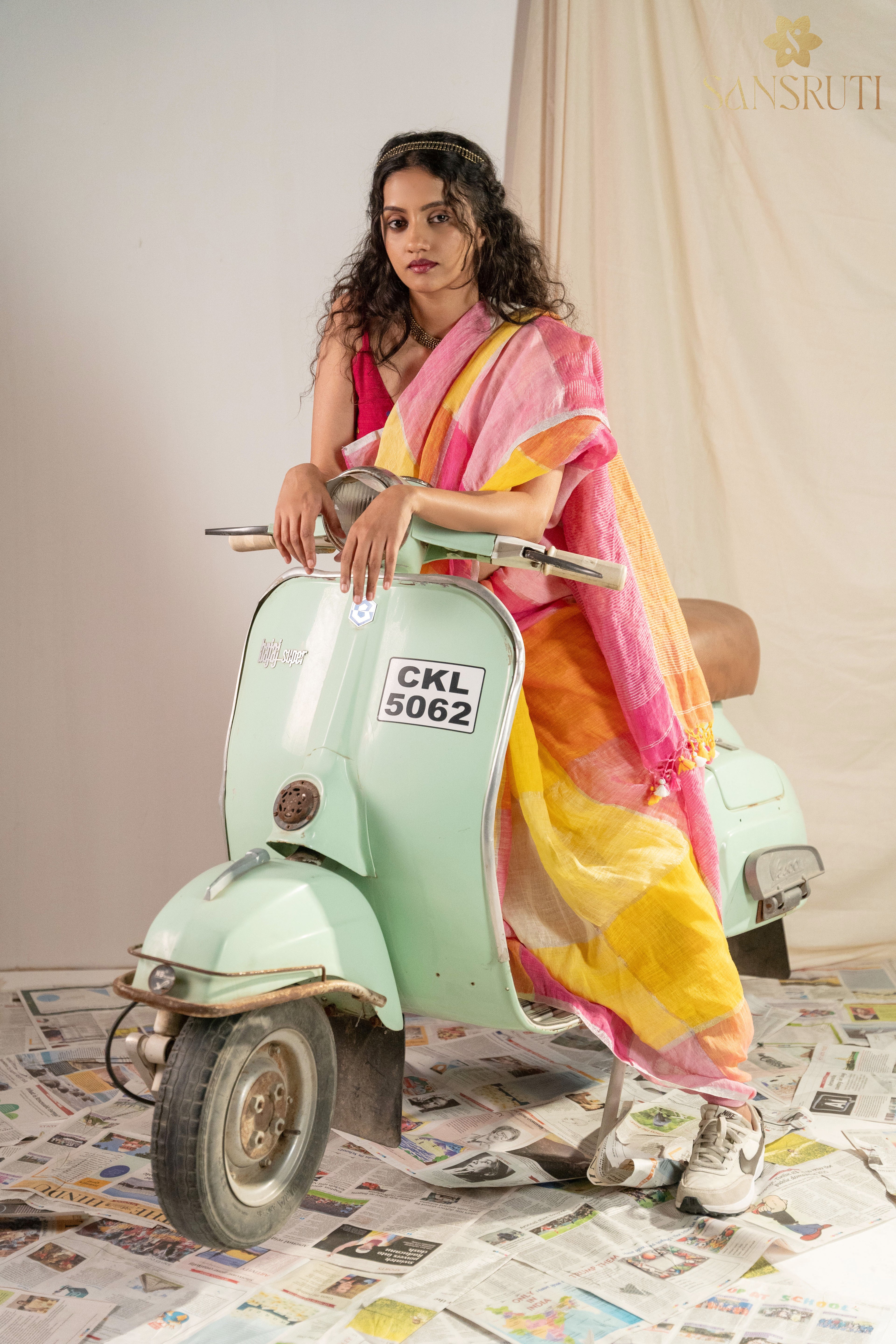 Vibrant Spectrum Multicolor Gamcha Saree