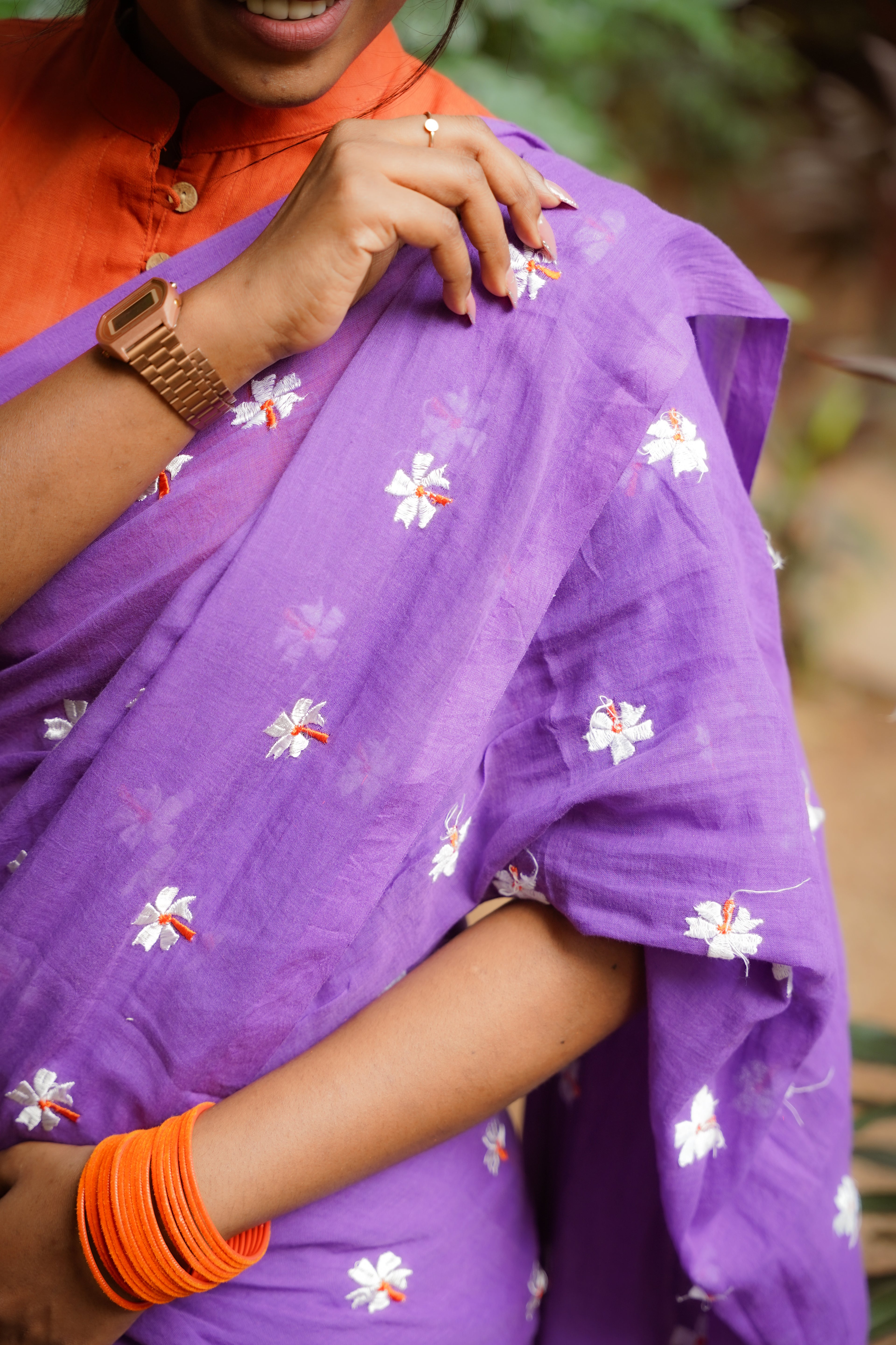 Lavender Whisper Mulmul Saree