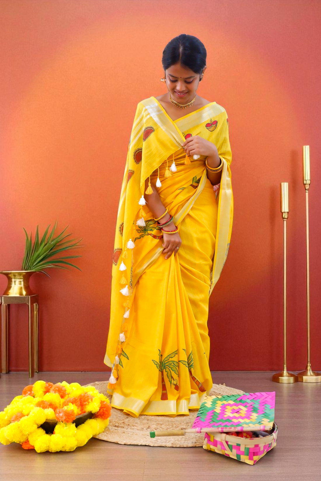 Chhath Puja Madhubani Cotton Saree