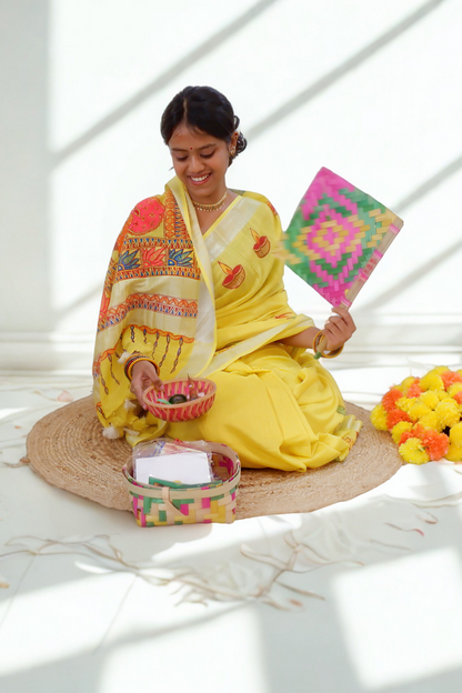 Kharna Puja Madhubani Cotton Saree