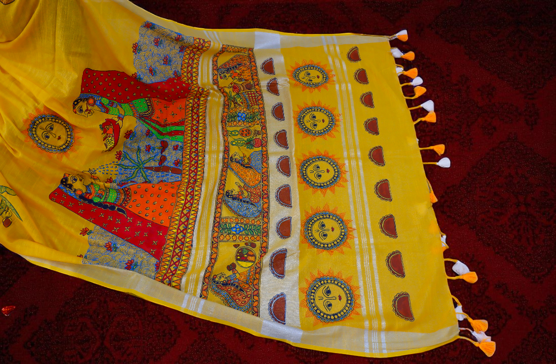 Chhath Puja Madhubani Cotton Saree