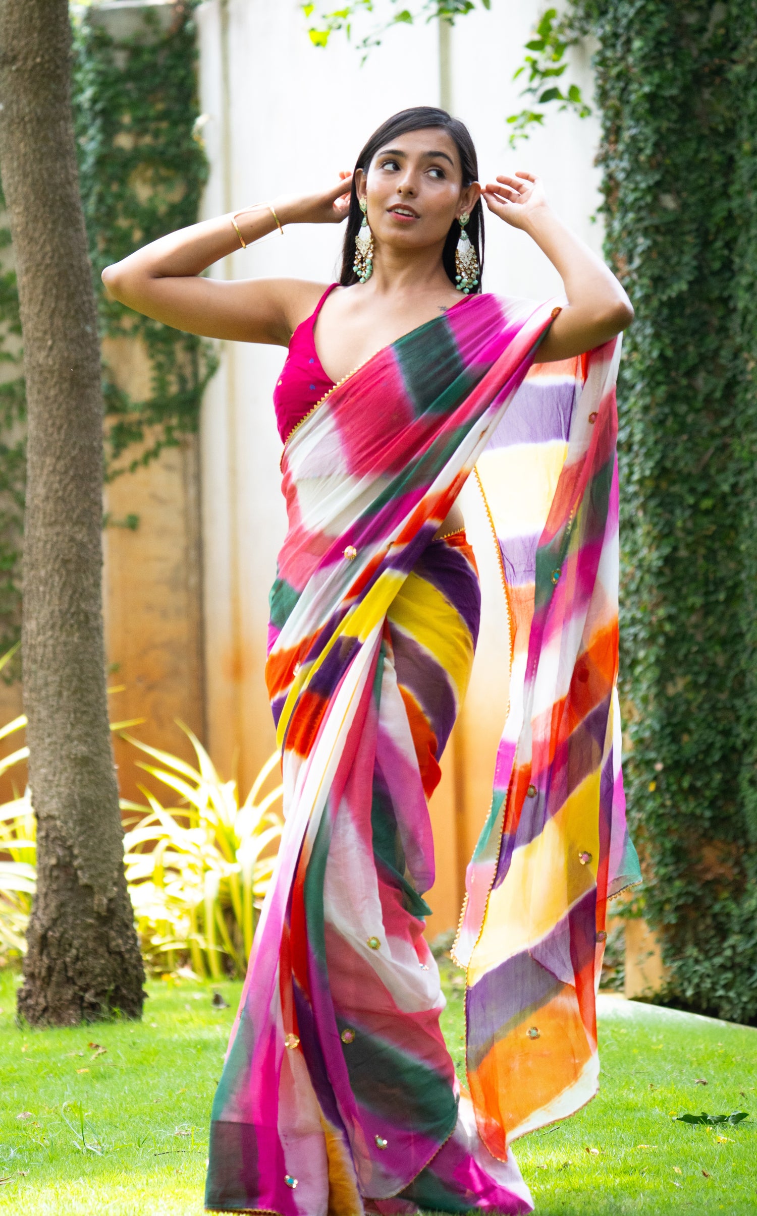 Mystic Hues Leheriya Chiffon Saree