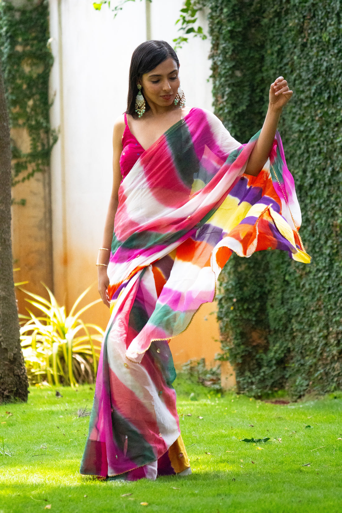 Mystic Hues Leheriya Chiffon Saree