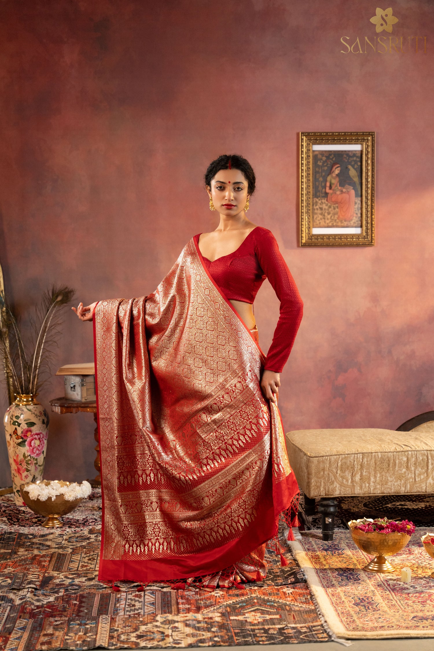 Crimson Majesty Brocade Banarasi Saree