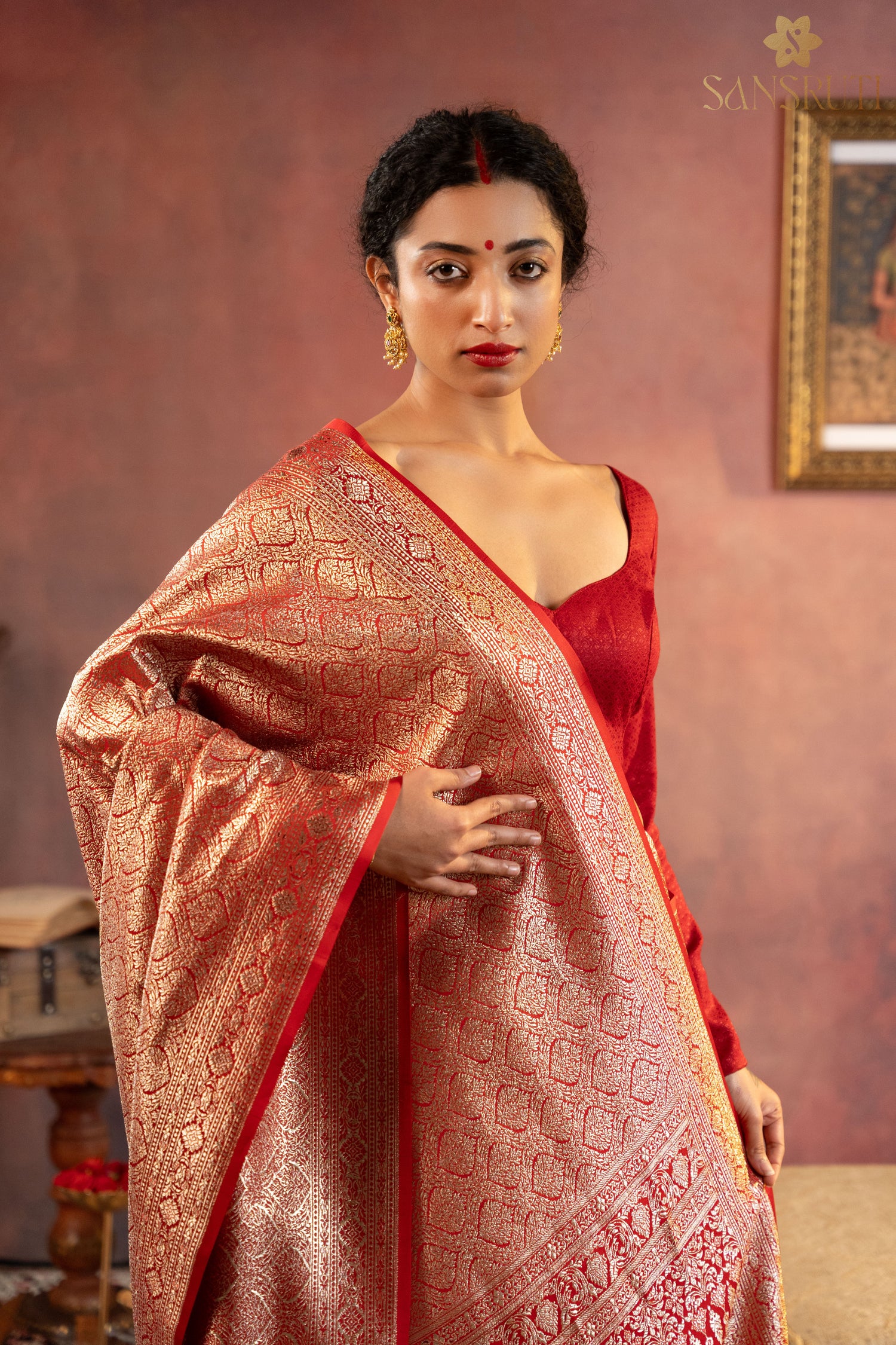 Crimson Majesty Brocade Banarasi Saree