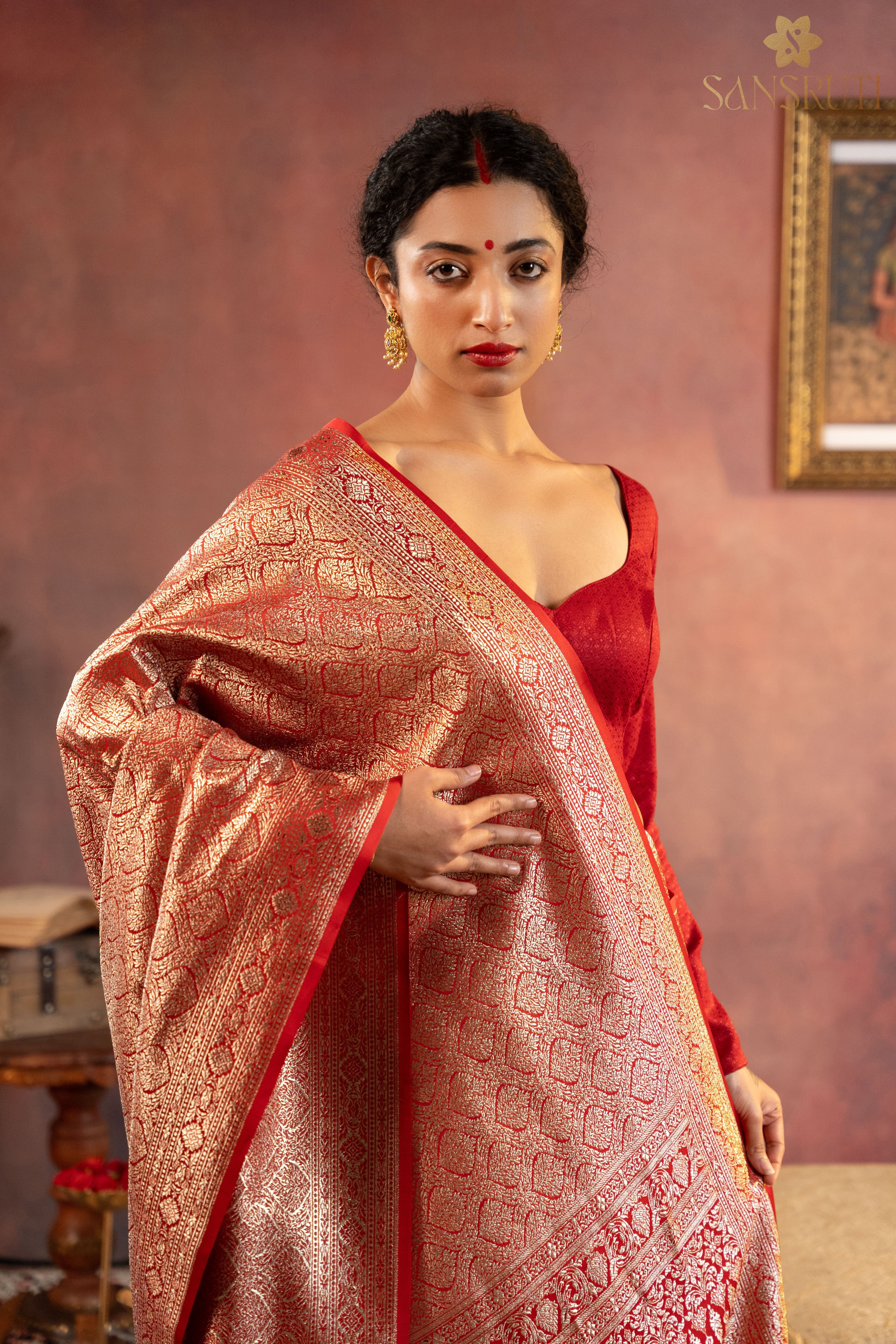 Crimson Majesty Brocade Banarasi Saree