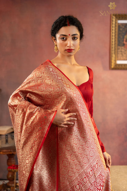 Crimson Majesty Brocade Banarasi Saree