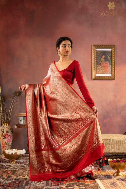 Crimson Majesty Brocade Banarasi Saree