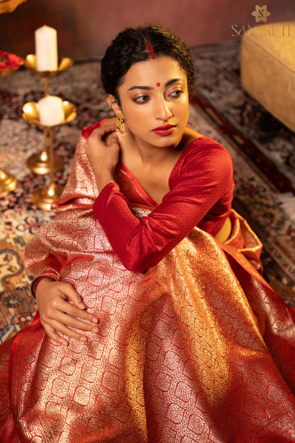 Crimson Majesty Brocade Banarasi Saree