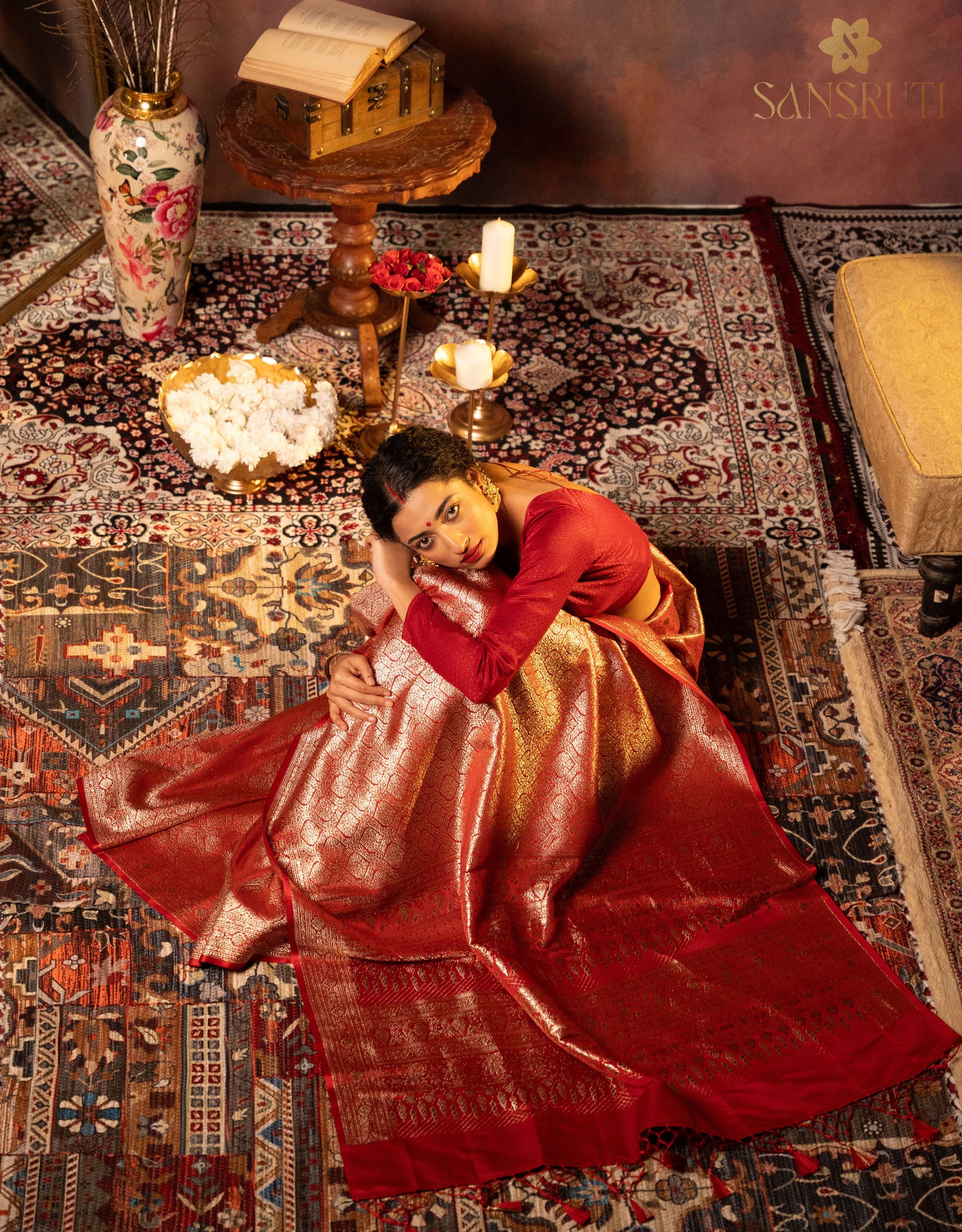 Crimson Majesty Brocade Banarasi Saree