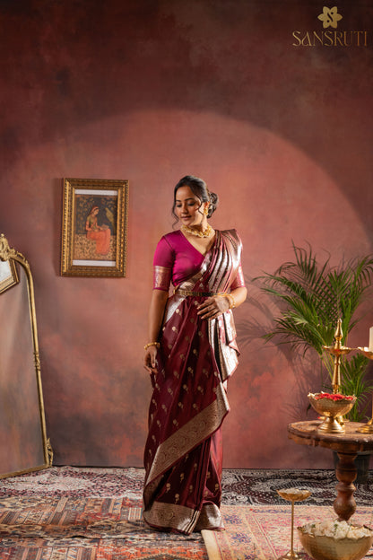 Royal Bloom Floral Banarasi Saree