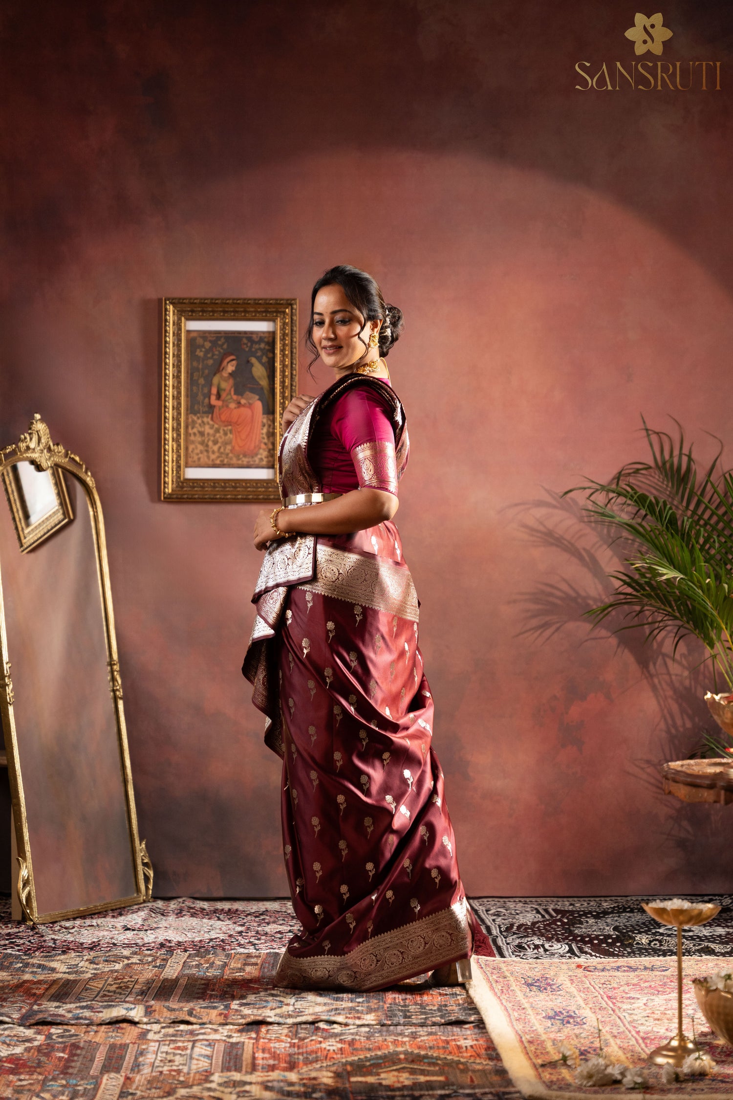 Royal Bloom Floral Banarasi Saree