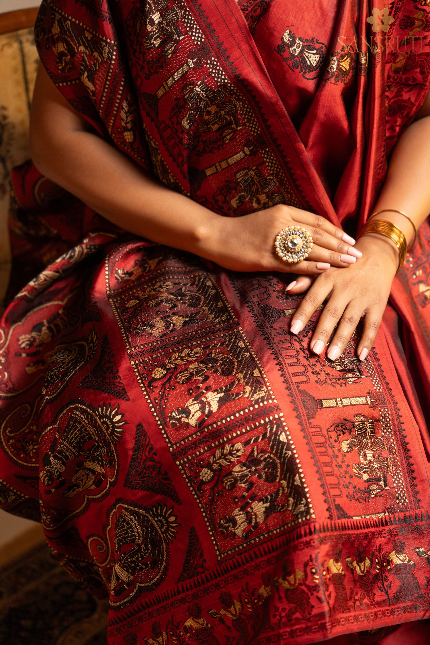 Scarlet Heritage Baluchari Silk Saree
