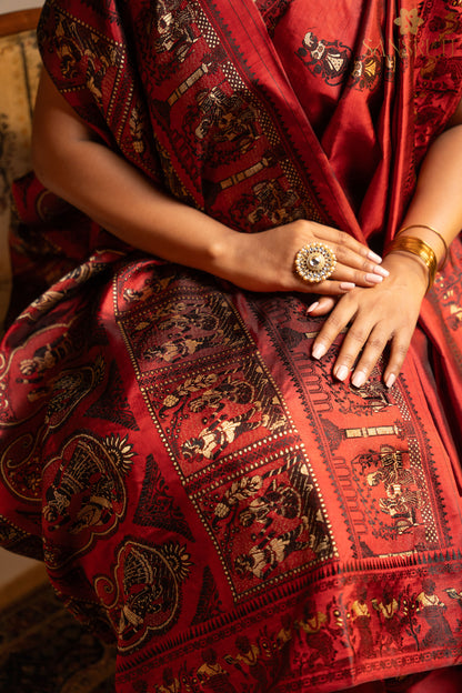 Scarlet Heritage Baluchari Silk Saree