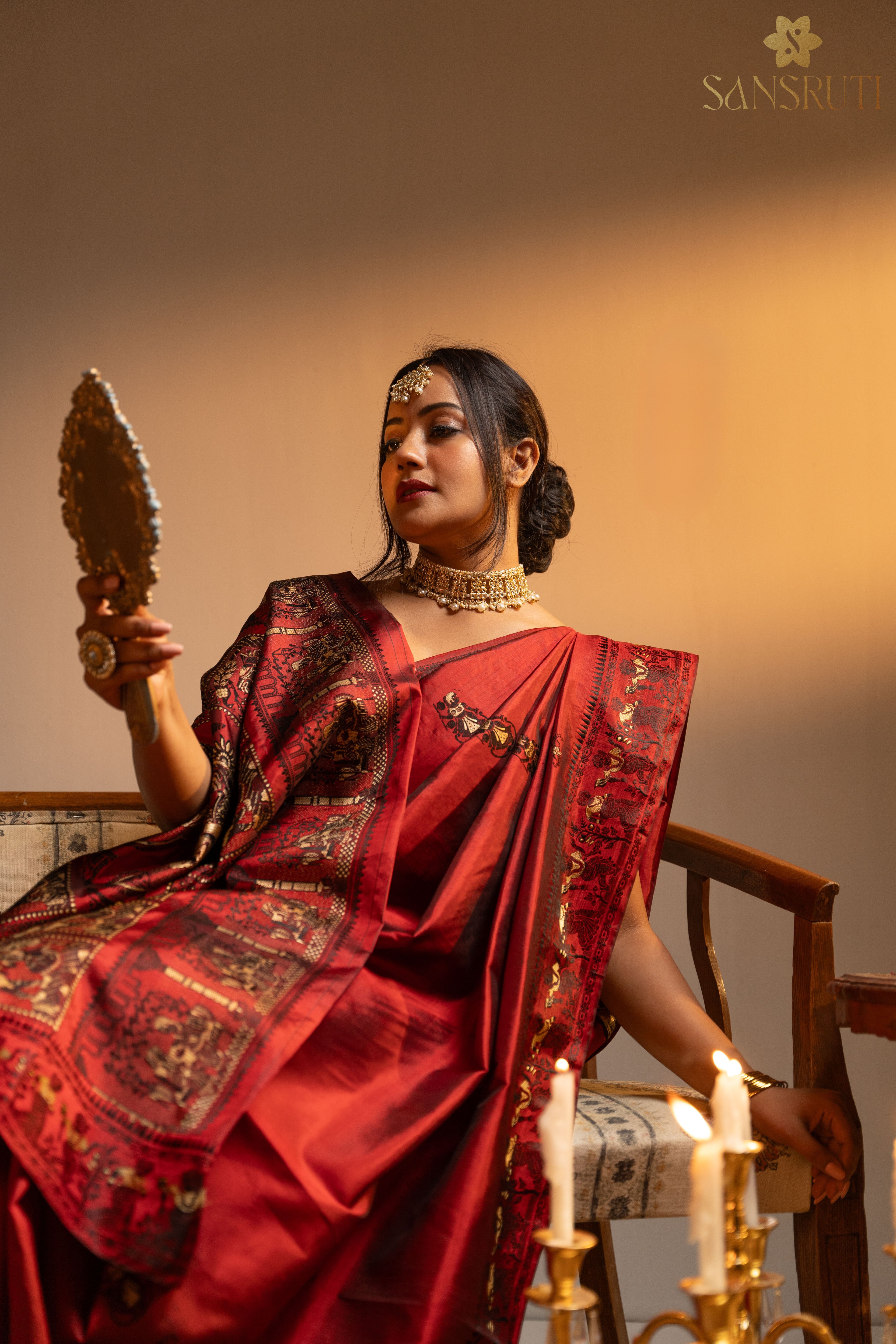 Scarlet Heritage Baluchari Silk Saree