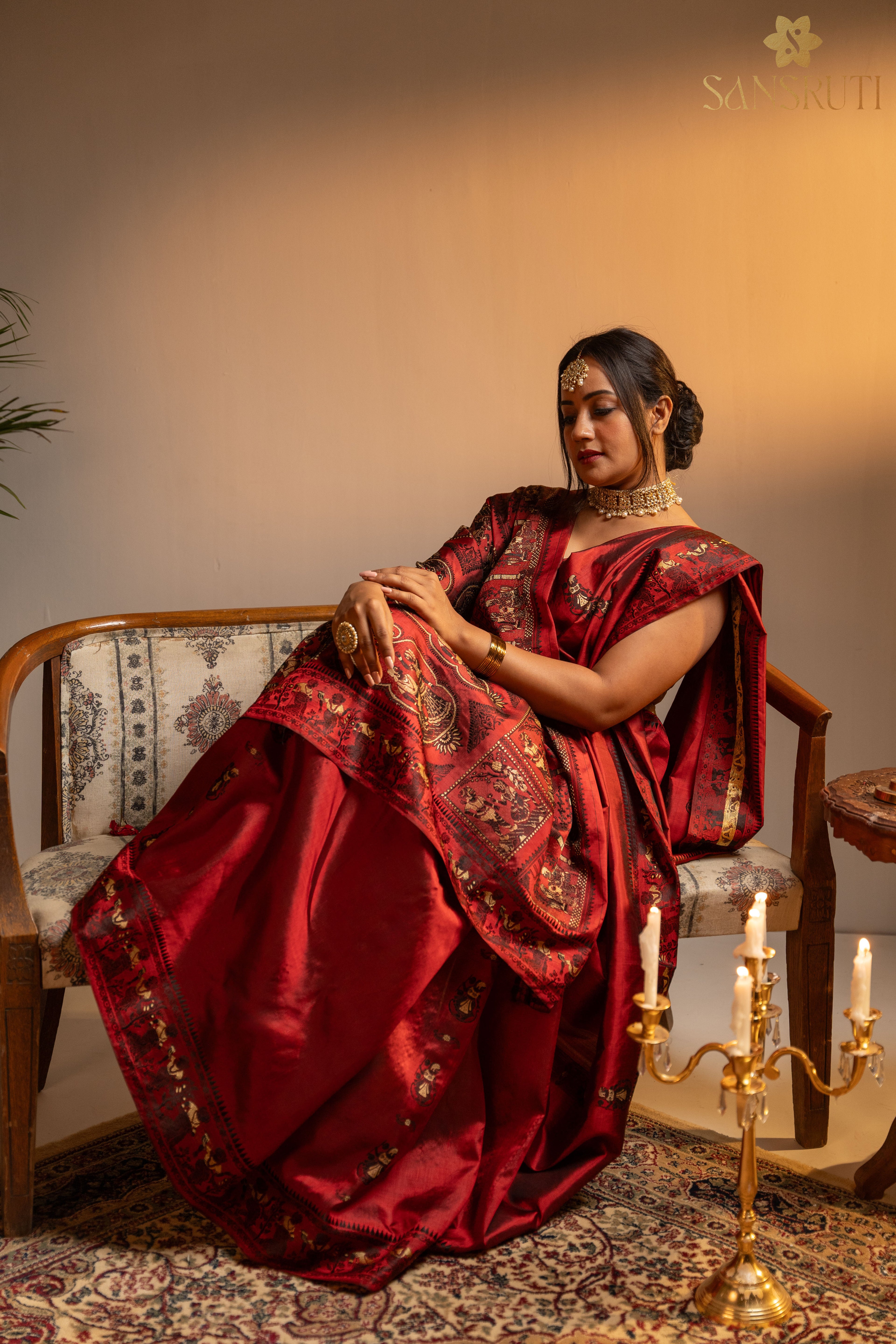 Scarlet Heritage Baluchari Silk Saree