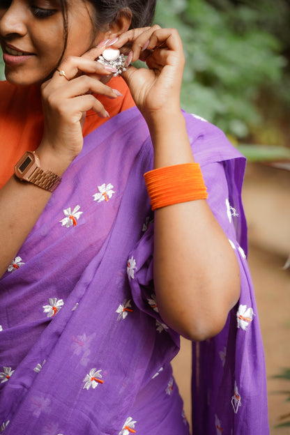 Lavender Whisper Mulmul Saree