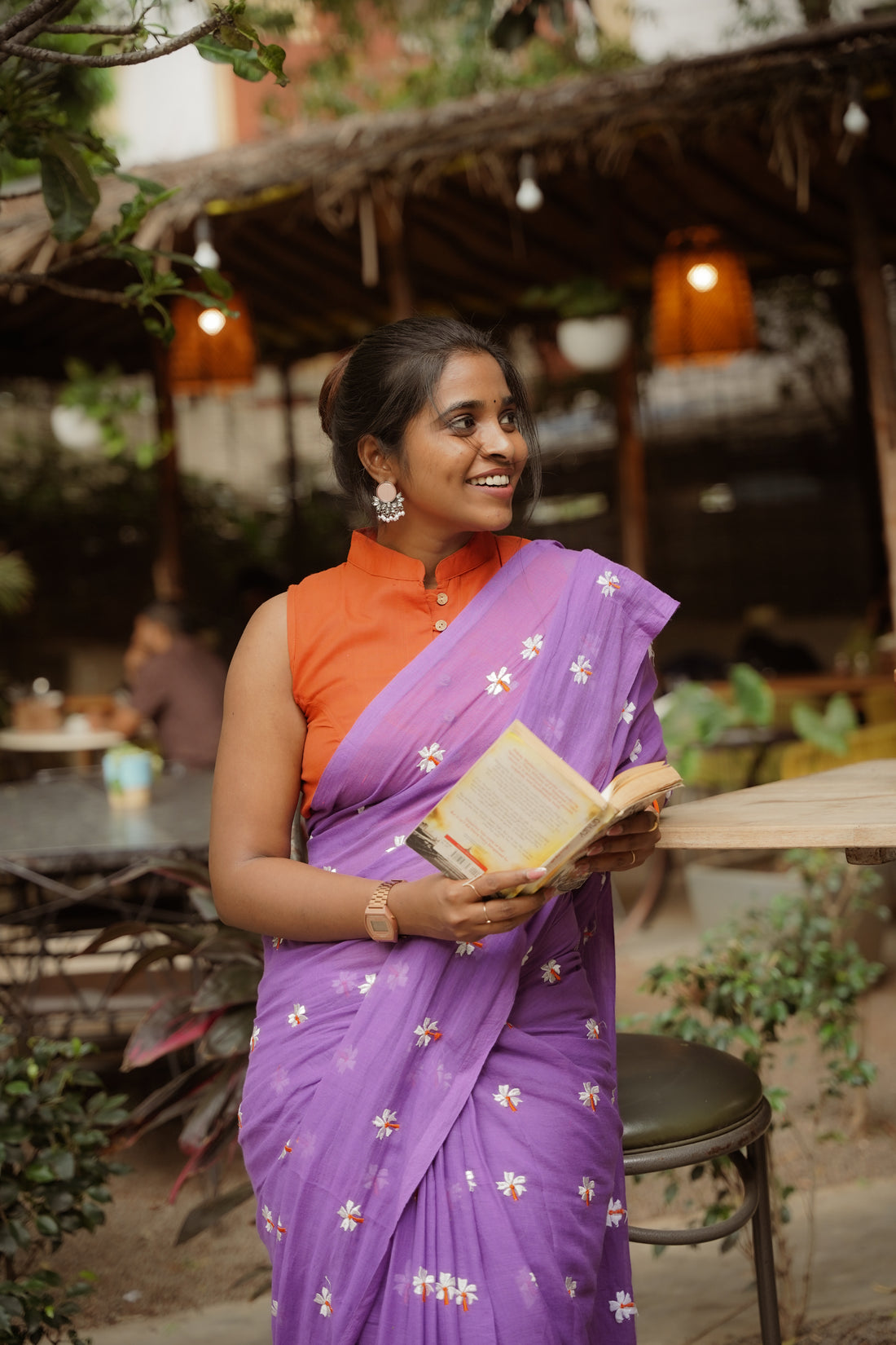 Lavender Whisper Mulmul Saree