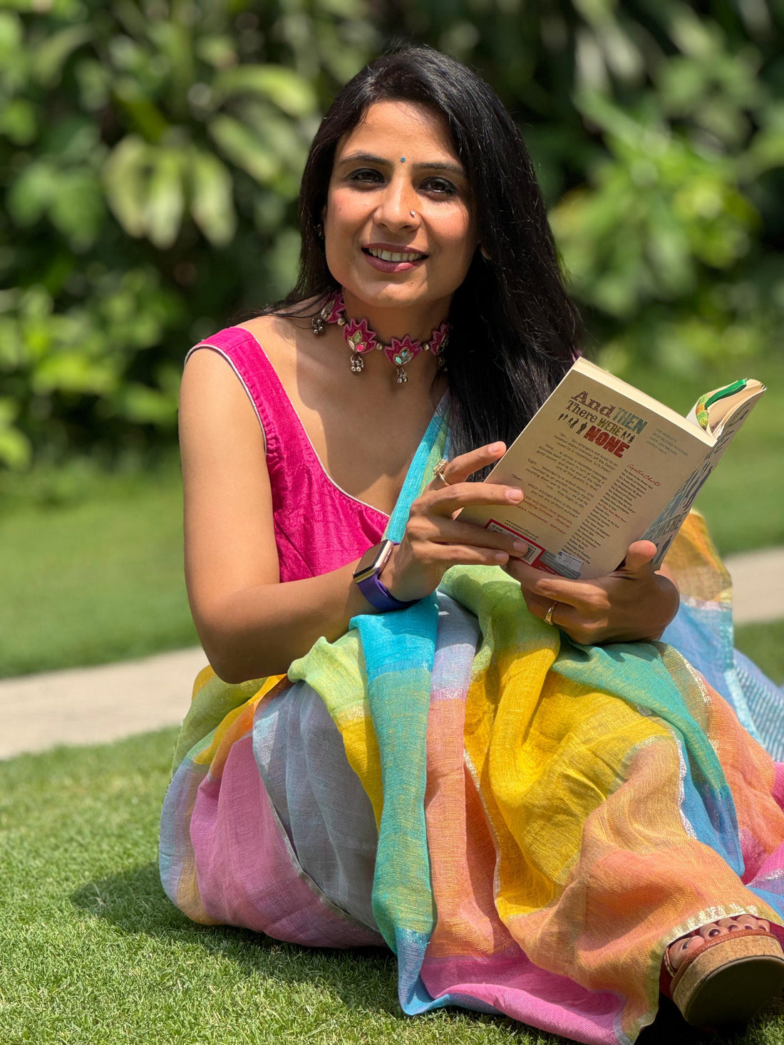 Sunlit Pastel Gamcha Linen Saree