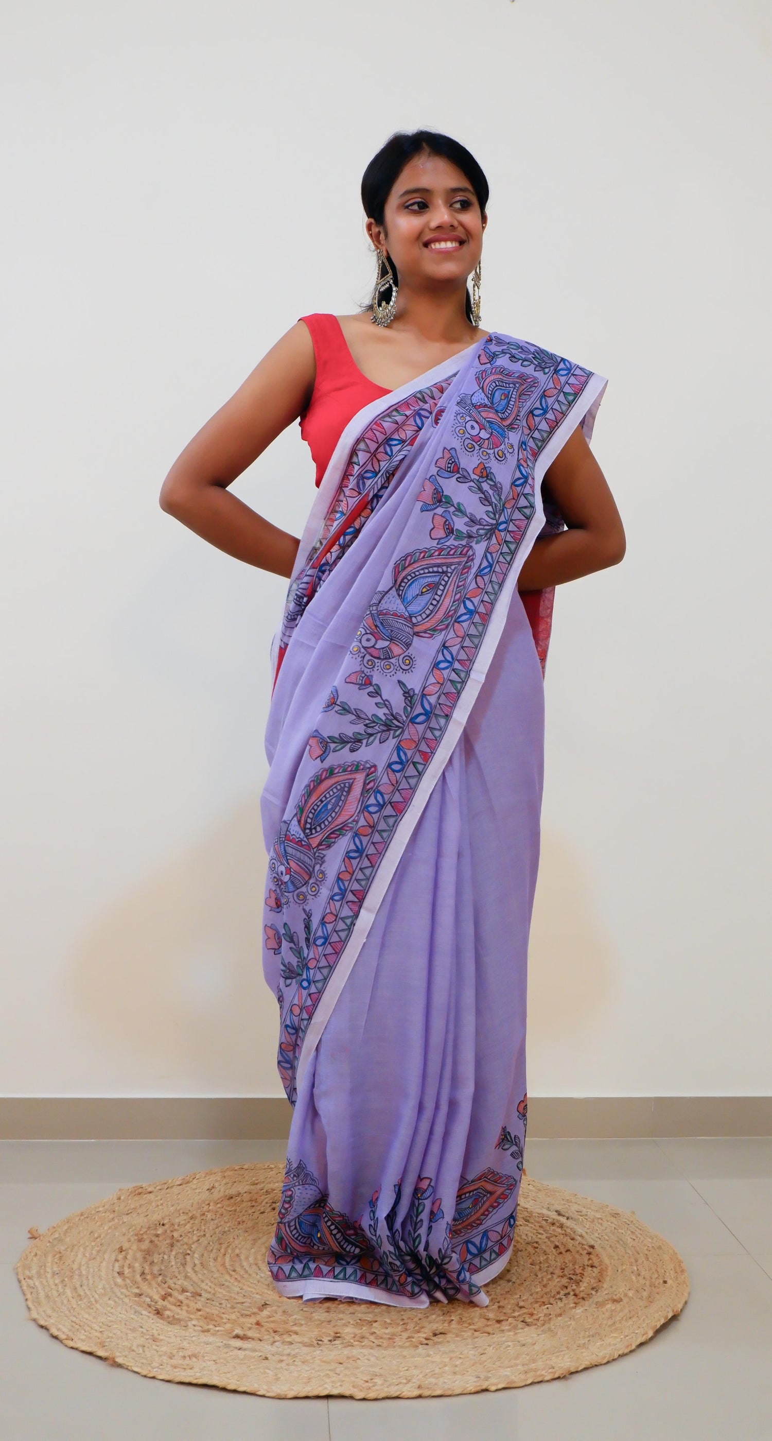 Twilight Bloom Madhubani Saree