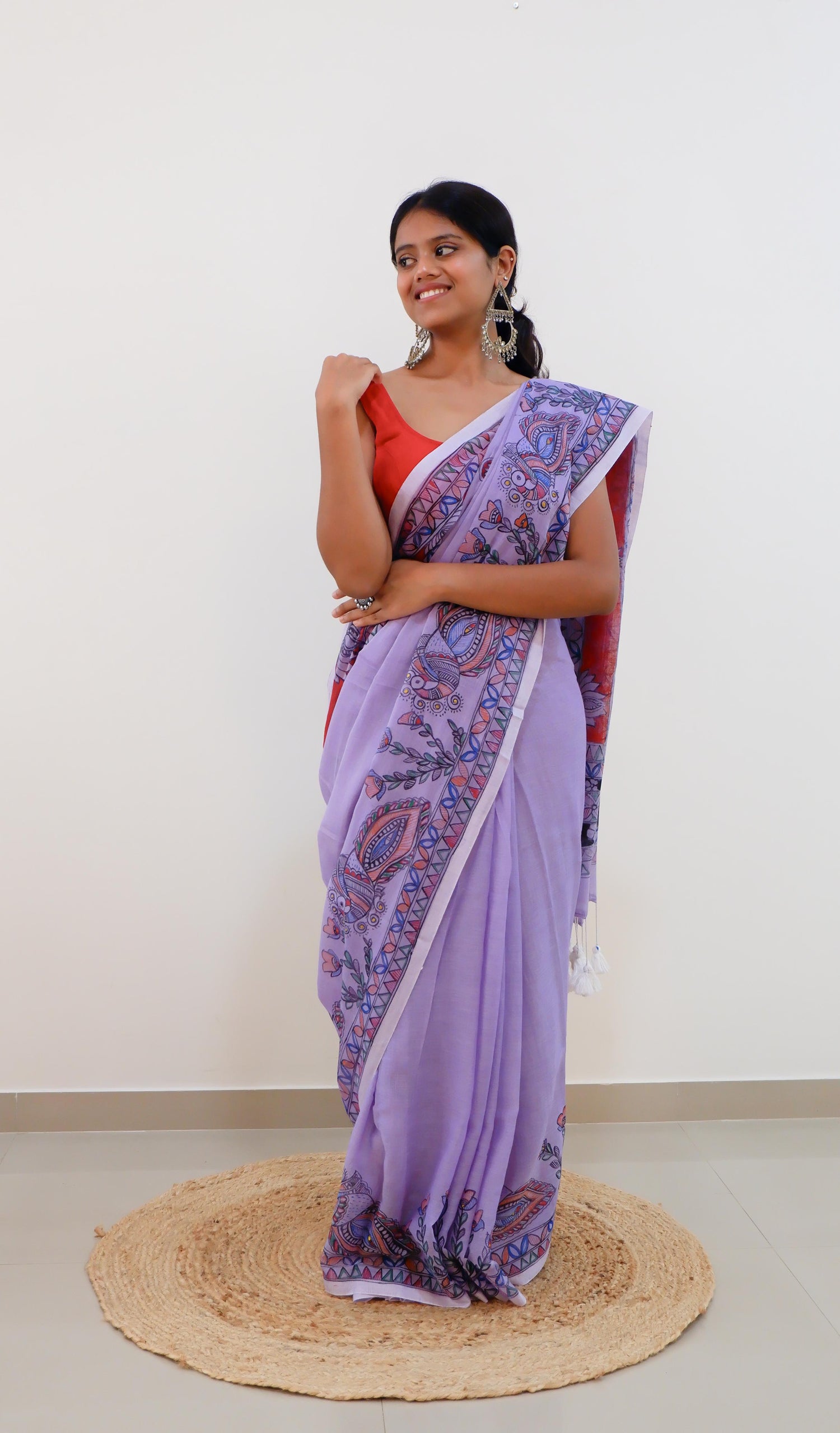 Twilight Bloom Madhubani Saree