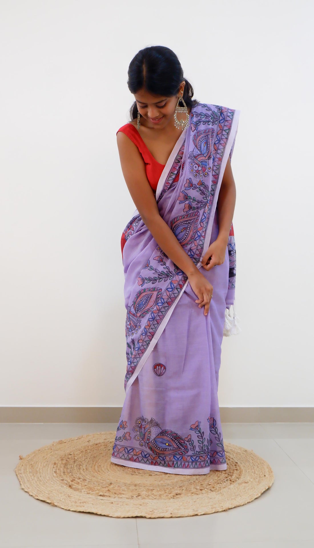 Twilight Bloom Madhubani Saree